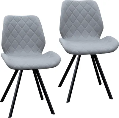 Image de SVITA DIAMOND Lot de 2 chaises de salle à manger Chaises de cuisine Chaise rembourrée Tissu gris clair/gris