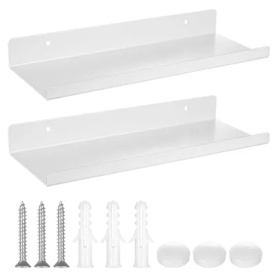 Produktbild von Wandregal, Wandpaneel, Fotoregal, schwebendes Regal, Badezimmerregal, Wandbücherregal für Wohnzimmer, Arbeitszimmer, Badezimmer, Küche, Bilderrahmen, Dekorationen (2 Stück, weiß, 30 * 11,5 * 3,5 cm)