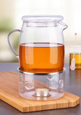 Produktbild von Glas Teekanne Glaskanne Kanne Tee mit Stövchen Glasstövchen 1,4L