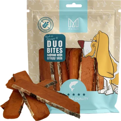 Produktbild von Hundesnack Duo Flavors – Lachs mit knuspriger Haut Mersjo 200g