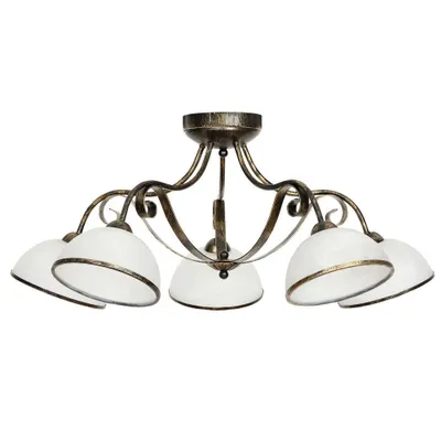Produktbild von Deckenlampe Wohnzimmer Ø 82 cm E27 Weiß Messing Rustikal Glas Metall Deckenleuchte