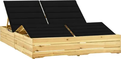 Produktbild von Doppel-Sonnenliege mit Schwarzen Auflagen Kiefer Imprägniert