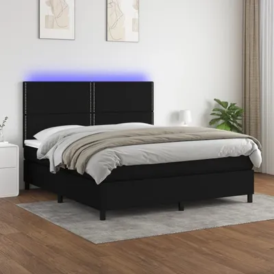 Produktbild von CLORIS Bettgestell Boxspringbett mit Matratze & LED Schwarz 180x200 cm Stoff, 84,44 kg