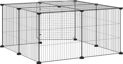 Obrázek produktu pro vidaXL 12dílná klec pro domácí mazlíčky s dvířky černá 35x35 cm ocelová