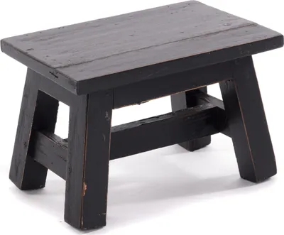 Produktbild von FUSSHOCKER Monte | 30x21cm(BxH), kleiner Holzhocker aus Mahagoni Holz | Farbe: 09 voodoo - schwarz