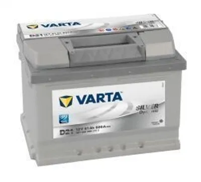 A VARTA Silver Dynamic D21 car battery is shown against a white background.