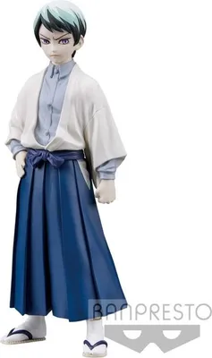 A full-body shot of an anime figurine of a young male character.