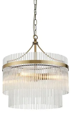 Immagine prodotto di Lampada a sospensione MARIETTA in ottone anticato, 3xE14x15W, vetro, dimensioni: 168x40x40 cm, IP20, Endon