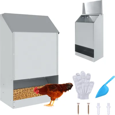 Produktbild von LZQ Automatické kŕmidlo pre kurčatá s vekom Kŕmidlo pre hydinu z nehrdzavejúcej ocele Koryto pre kurčatá 23 kg Automatické kŕmidlo Vodotesné 35x21x63cm