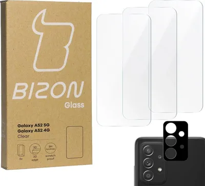 Produktbild von Bizon Glass Klares gehärtetes Glas - 3 Stück + Linse, Galaxy A52s 5G, A52 4G/5G