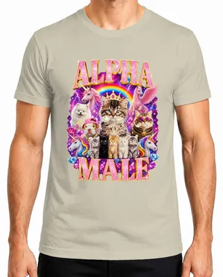 Immagine prodotto di Maglietta da uomo con scritta "Alpha Male", "Lustig Kätzchen Einhorn Hund", "Statement", "Sarcasmo", "Kater", taglia L, motivo: natura