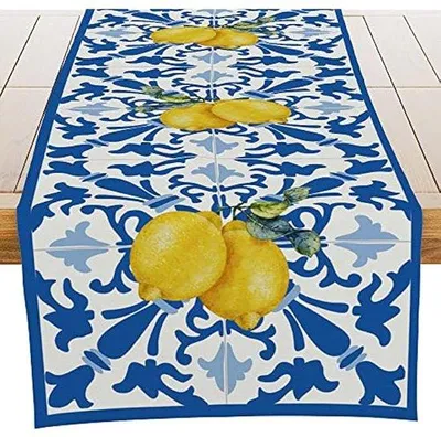 Immagine prodotto di Tavolino blu per soggiorno, cucina, scrivania, feste, vacanze, regalo per l'inaugurazione della casa per donne, regalo per coppie, nuova casa, 33 x 183 cm