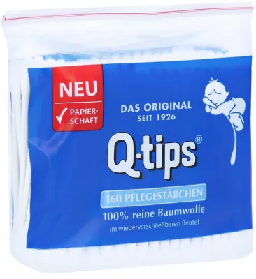 Image de Q-Tips bâtonnets de soin avec tige en papier 160 pces