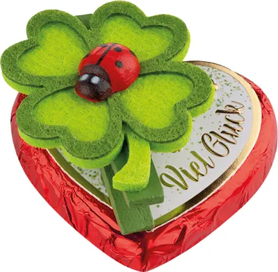 Immagine prodotto di Cuore di cioccolato Günthart portafortuna con decorazione in feltro 31g