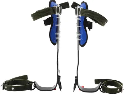 Produktbild von Baumkletter Steigeisen - Verstellbare Kletterspikes - Mit Fußriemen - Sicherheitsseil - Für Obsternte und Survival - Blau