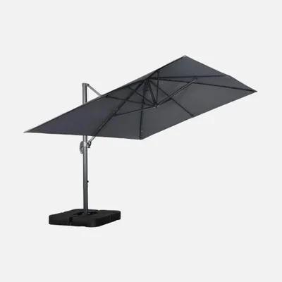 Produktbild von sweeek - Rechteckiger Ampelschirm 3x4m + befüllbare Ballastplatten 50x50cm - Grau
