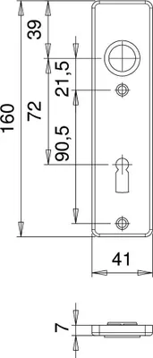 Produktbild von edi Kurzschild 1236 innen, eckig, BB 72mm, Aluminium, silberfarben eloxiert