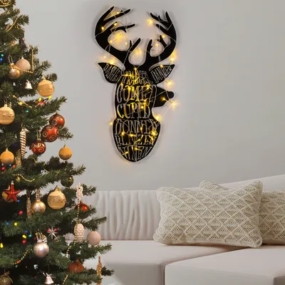 Immagine prodotto di Wallity, XMASBLACK - 003, scultura da parete, nero, 100 % METALLO, 36 x 56 cm