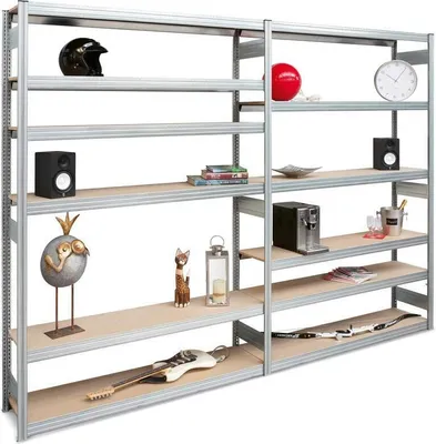 Produktbild von Loftregal FALKE Stecksystem | Grundregal | HxBxT 200x170x40cm | 5 Ebenen | Fachlast 250kg | Beidseitig nutzbar | Verzinkt