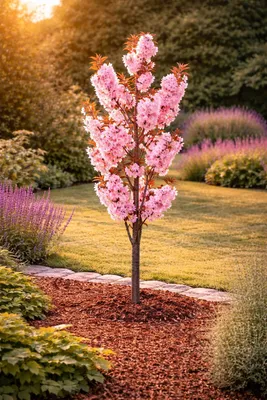 Produktbild von Japanische Zierkirsche Royal Burgundy 100–120 cm – Prunus serrulata rotlaubig Nelkenkirsche Sakura Baum winterhart Gartenpflanze