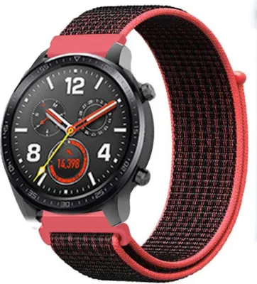 Produktbild von Strap-it Huawei Watch GT 2 Armband Nylon (Schwarz / Rot)