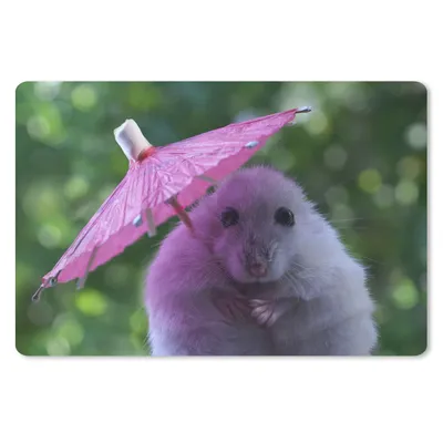 Produktbild von MuchoWow® Mauspad Mousepad Hamster mit rosa Sonnenschirm 27x18 cm - Mousepads - Maus Mat - Pad - Mausunterlage - Büroartikel - Desk Matten