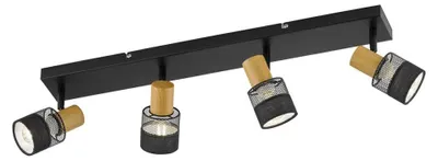 Produktbild von Deckenleuchte schwarz, Holzoptik, bewegliche Spots, L 65 cm