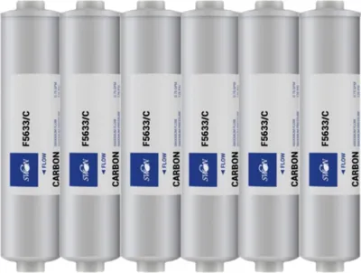 Immagine prodotto di Filtro per acqua a carbone attivo in linea Swan da 12 pollici per osmosi inversa, sistema di filtraggio, attacco da ¼" di pollice (6,35 mm), 6 pezzi