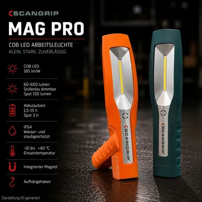 Produktbild von SCANGRIP LED Arbeitsleuchte Akku COB Handlampe 600lm IP54 MAG PRO Werkstatt