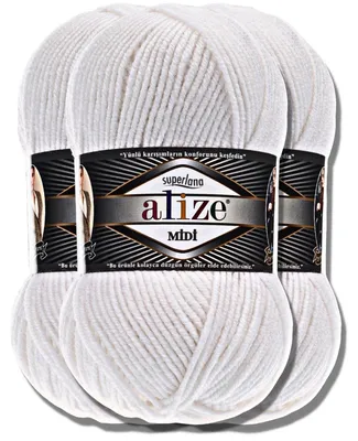 Obrázek produktu pro Alize Superlana Midi, příze, 3 x 100g, univerzální barva, vhodná pro háčkování a pletení (55)