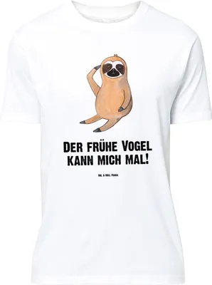 Produktbild von Mr. & Mrs. Panda Größe XL T-Shirt Faultier Vogel - Weiß - Geschenk, Tshirt, Shirt, Spinner, mit Spruch, faul
