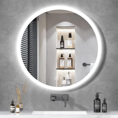 LED-Badspiegel rund 70 cm, dimmbar, Anti-Beschlag, Touch