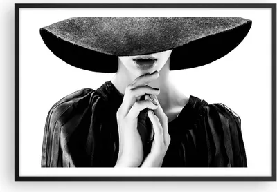 Produktbild von Gerahmtes Poster - Schwarzer Rahmen - Frau Hände Hut - 91,5x61 cm - Wand Bild - Wanddeko - Wandbilder - Kunstposter - Wandposter - Bilderrahmen - Bilder - Kunstdruck - Wanddekoration - P2BAA91x61-5128