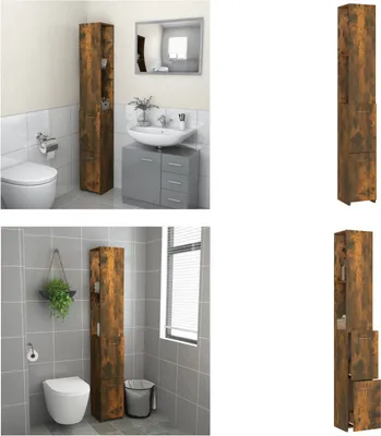 Obrázek produktu pro vidaXL Koupelnová skříňka kouřový dub 25x26,5x170 cm materiál na bázi dřeva - Koupelnová skříňka - Koupelnový nábytek - Koupelnový nábytek