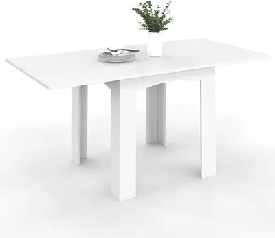 Imagen del producto de Silecomplaza - Mesa rectangular extensible para comedor, modelo DONA, para 4-8 personas, color blanco, dimensiones 80-160 cm