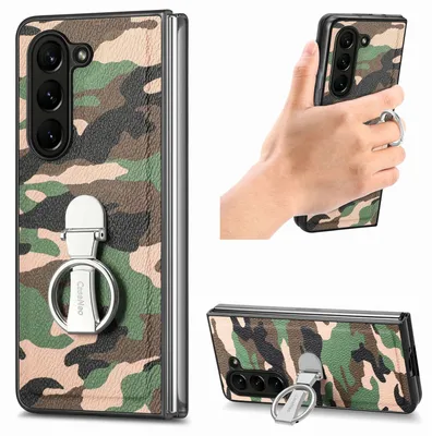 Produktbild von Für Samsung Galaxy Z Fold5 5G Camouflage Schutzhülle mit Ringhalter Hülle Cover