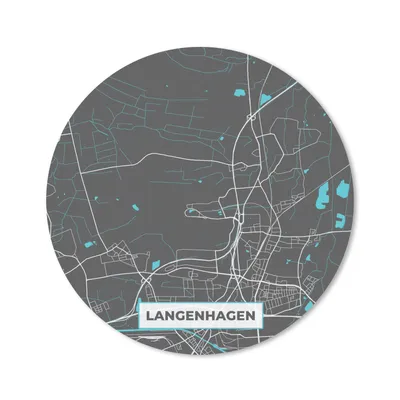 Produktbild von MuchoWow® Mauspad Mousepad Langenhagen - Stadtplan - Blau - Karte - Deutschland 40x40 cm - Mousepads - Maus Mat - Pad - Mausunterlage - Schreibtisch Accessoires