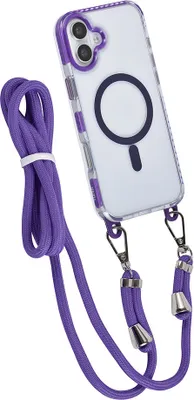 Zdjęcie produktu dla Etui z tylną obudową TUNIQ do iPhone'a 16 Plus – sznurek na szyję – TPU+PC – fioletowe
