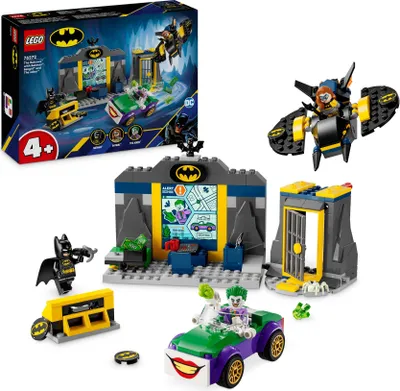 Produktbild von LEGO DC Batman Bathöhle mit Batman, Batgirl und Joker, Superhelden-Spielzeug, Spielzeugauto für Jungen, Mädchen und junge Superhelden ab 4 Jahren 76272