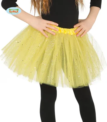 Image de Tutu jaune-vert fluo avec paillettes pour enfants environ 30cm