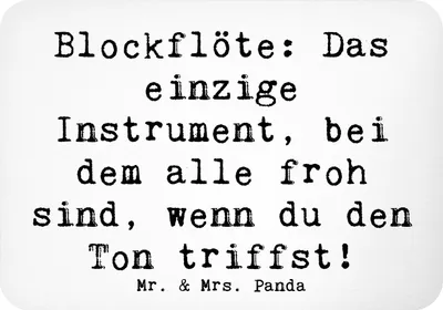 Produktbild von Mr. & Mrs. Panda magnet Spruch Blockflöte Freude - Weiß - Geschenk, wandmagnet, Instrument, Musikinstrument, whiteboardmagnet, haftmagnet, Kühlschrankmagnet, Musik