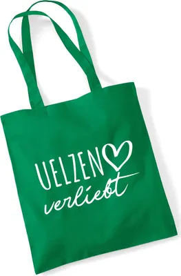 Produktbild von Huuraa Jutebeutel Uelzen verliebt 10 Liter Kelly Green Baumwolle Tasche Geschenkidee