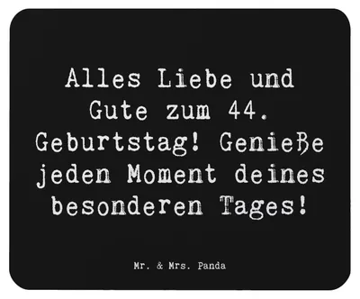 Produktbild von Mr. & Mrs. Panda Mauspad Spruch 44. Geburtstag - Schwarz - Geschenk, unvergesslich, besonderer Tag, Happy Birthday, Mousepad, Alles Liebe und Gute zum, Mouse Pad, laptop