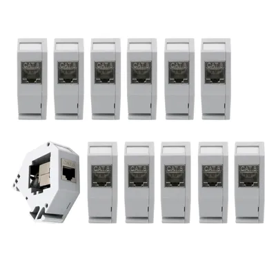 Produktbild von ARLI 12x Keystone CAT8.1 RJ45 Buchse Modul Metall geschirmt inkl. Hutschienenadapter Set