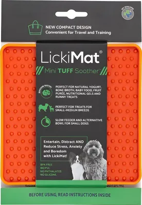 Produktbild von LickiMat Mini Soother Tuff Leckmatte Hund 15 x 15 cm orange, Farbe:orange