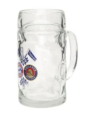 Produktbild von FC Bayern München Maßkrug 1 l aus Glas mit FCB Logo Paulaner