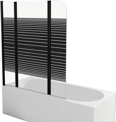 Obrázek produktu pro Vanová zástěna 3dílná Aurlane Black Lines 3 125x140 cm čiré sklo barva profilu černá BWF350