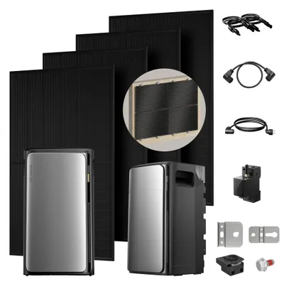 Produktbild von Powerness Balkonkraftwerk mit Speicher, EcoFlow STREAM Ultra &AC Pro Erweiterungsakku & 4x 500W Module & Smart Meter & 4x Fischer Ziegeldach Halterung