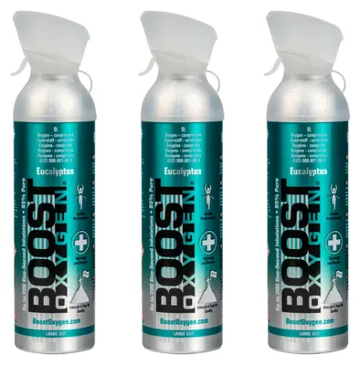 Produktbild von Boost Oxygen Sauerstoffdose zum Inhalieren Menthol-Eukalyptus, groß, 3x9L