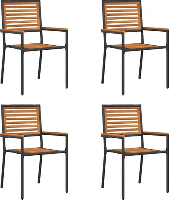 Image de vidaXL Chaises de jardin empilables 4 pcs Marron et noir